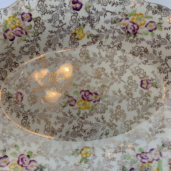 Vintage James Kent Pearl Delight Trinket Bowl Duchess Gold Trim - Picture 8 of 13